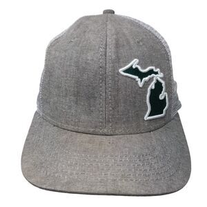 Michigan State Map Snapback Mesh Back Trucker Hat Gray One Size